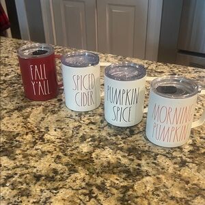 Rae Dunn Fall-Themed Aluminum Mug Set